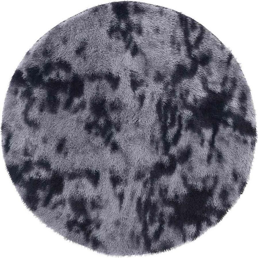 VidaXL Vloerkleed hoogpolig 240x240 cm polyester hoogpolig donkergrijs