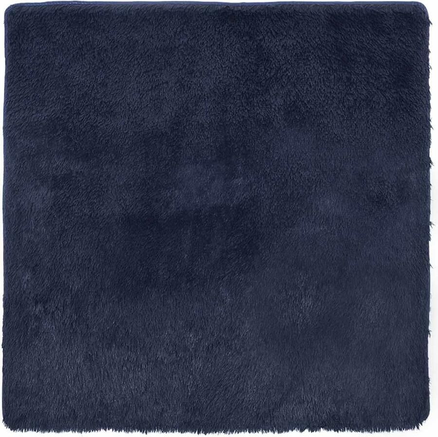 VidaXL Hoogpolig vloerkleed hoogpolig 240x240 cm polyester donkerblauw