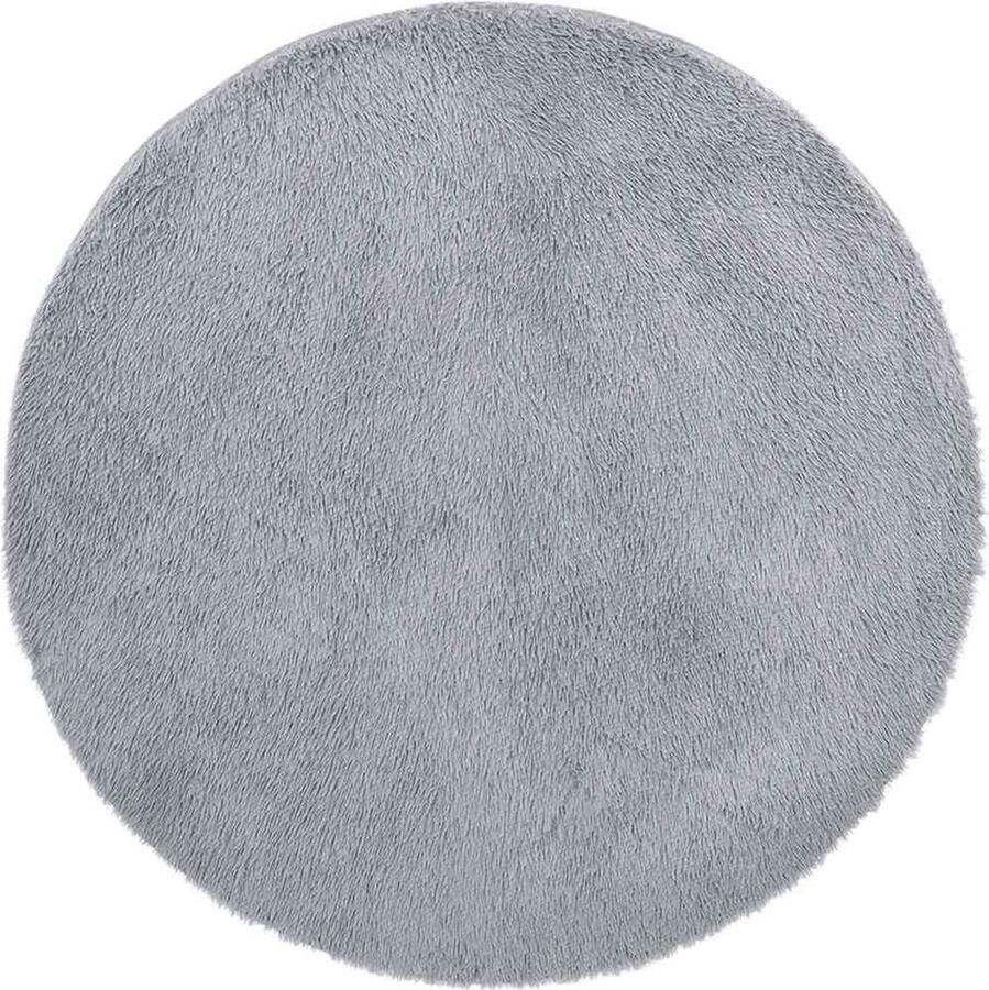 VidaXL Hoogpolig vloerkleed hoogpolig 100x100 cm polyester zilvergrijs - Foto 2