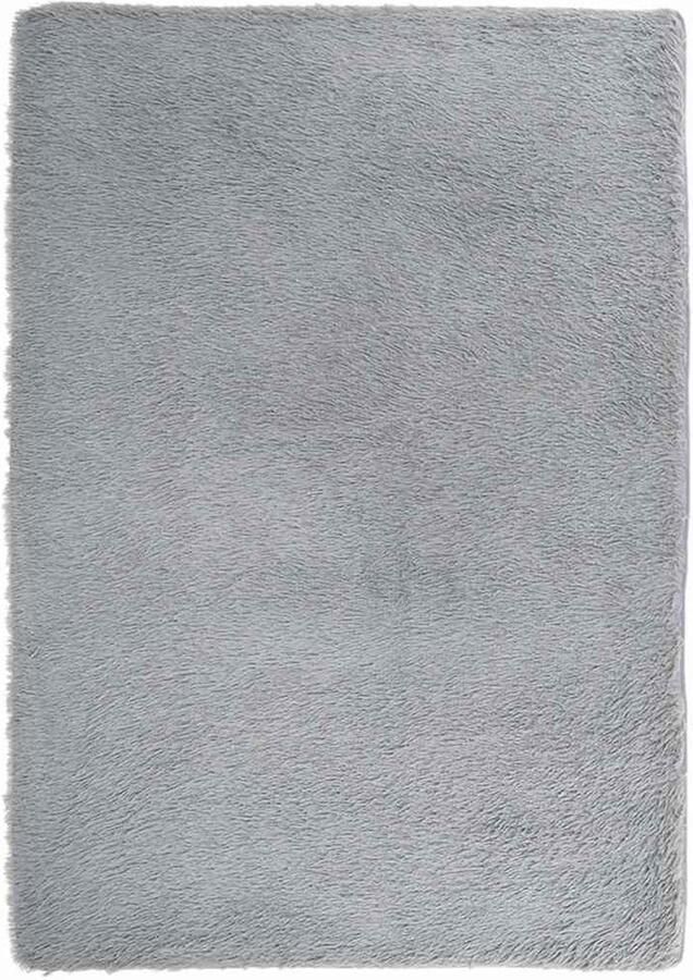 VidaXL Vloerkleed hoogpolig 240x340 cm polyester hoogpolig zilvergrijs - Foto 2