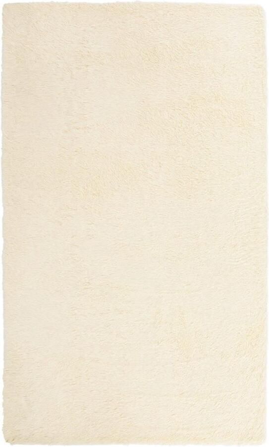 VidaXL Hoogpolig vloerkleed 60x100 cm polyester hoogpolig crèmekleurig