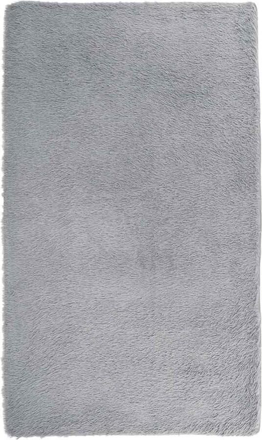 VidaXL Hoogpolig vloerkleed 60x100 cm polyester hoogpolig zilvergrijs - Foto 2