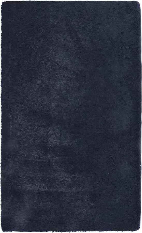 VidaXL Hoogpolig vloerkleed hoogpolig 80x150 cm polyester donkerblauw