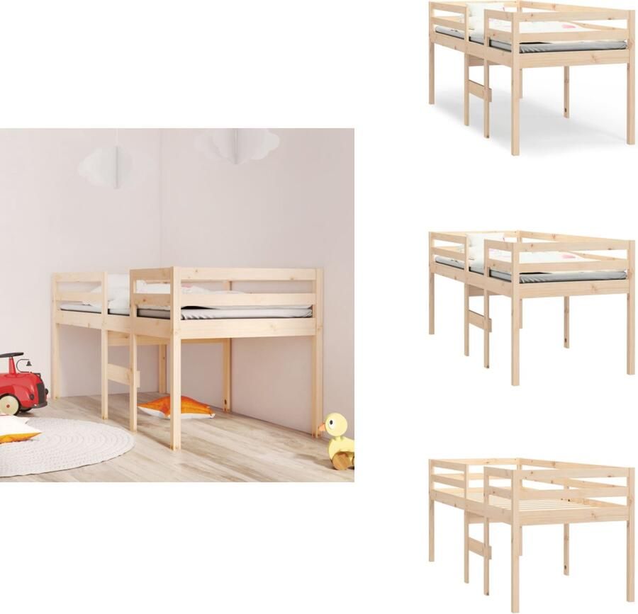 VidaXL Hoogslaper Massief grenenhout 205.5 x 85.5 x 89 cm Geschikt voor 80 x 200 cm matras Bed