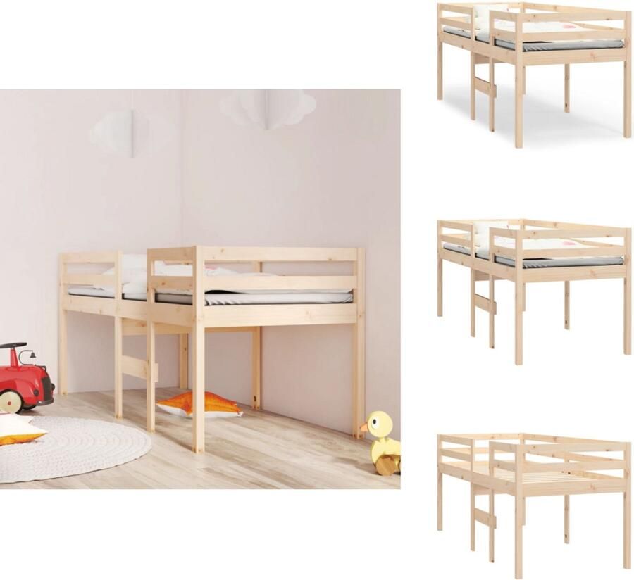 VidaXL Hoogslaper Hoogslapers Bed Hoogbed Hoogslaper massief grenenhout 75x190 cm