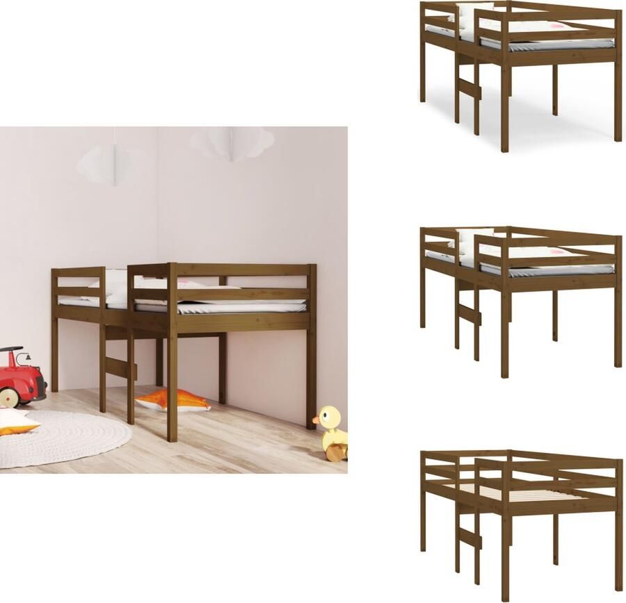 VidaXL Hoogslaper Hoogslapers Bed Hoogbed Hoogslaper massief grenenhout honingbruin 90x200 cm