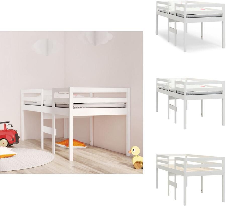 VidaXL Hoogslaper Hoogslapers Bed Hoogbed Hoogslaper massief grenenhout wit 75x190 cm