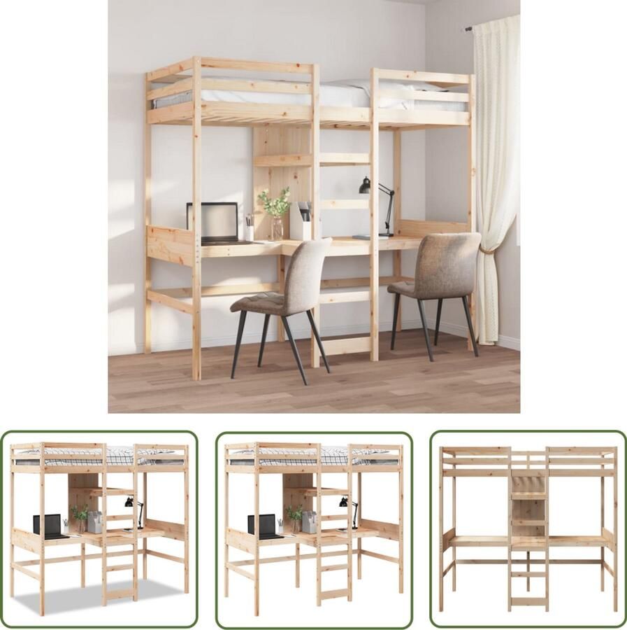 VidaXL Hoogslaper Kinderkamer Hoogslaper zonder matras massief grenenhout 90x190 cm Massief Hout Bed Houten Bed Stapelbed