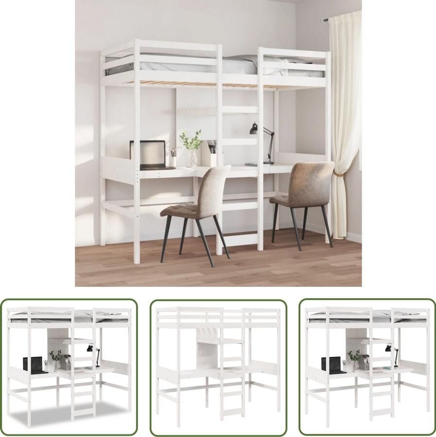 VidaXL Hoogslaper Kinderkamer Hoogslaper zonder matras massief grenenhout wit 75x190 cm Massief Hout Bed Houten Bed Tweepersoons Bed