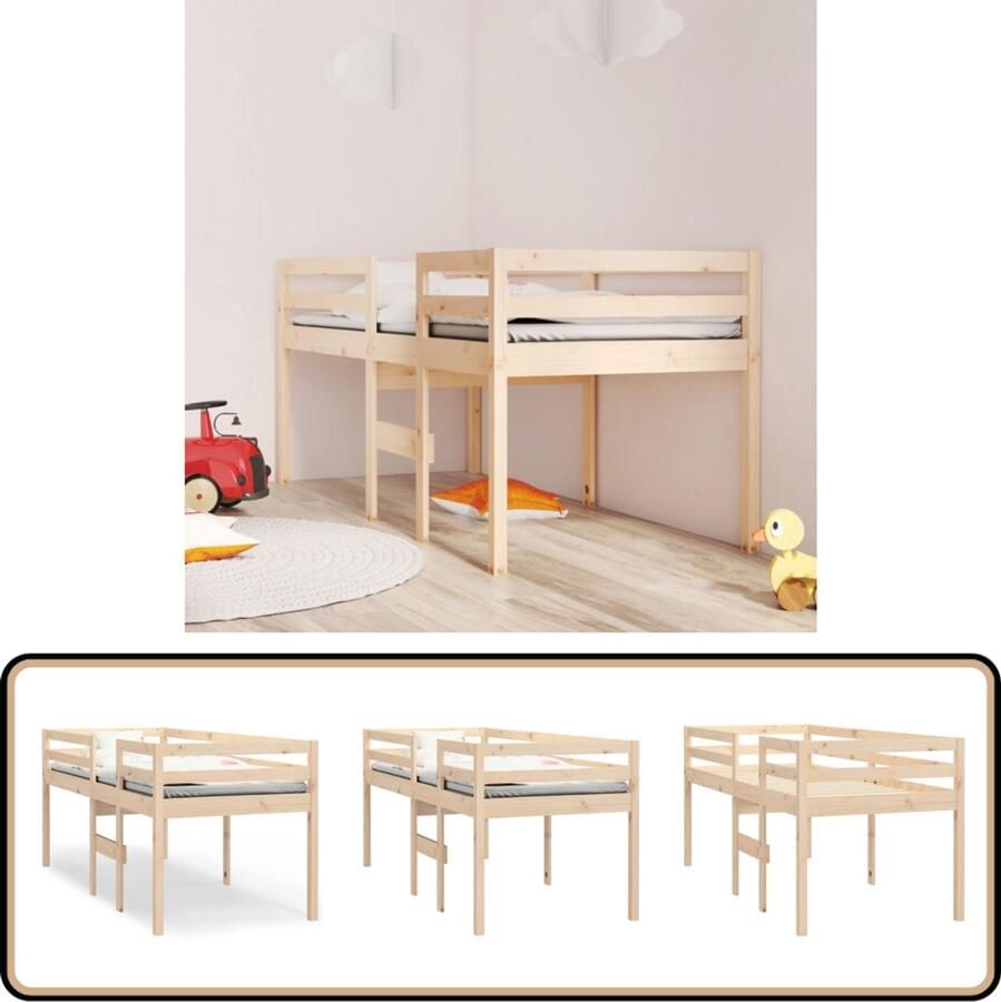 VidaXL Hoogslaper Massief Grenenhout 90x190 cm Hoogslaper Kinderkamer Grenenhout Bed Slaapkamers Kinderbed Tweepersoonsbed Stapelbare Meubels Opbergmogelijkheden