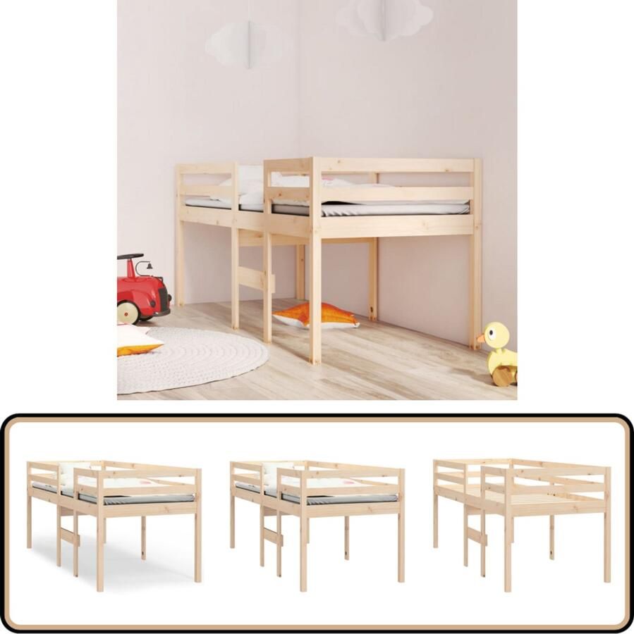 VidaXL Hoogslaper Massief Grenenhout 80x200 cm Hooghout Bed Kinderbed Stapelbed Tweepersoonsbed Slaapkamers Decoratie Kids Bedroom Furniture Wooden Beds