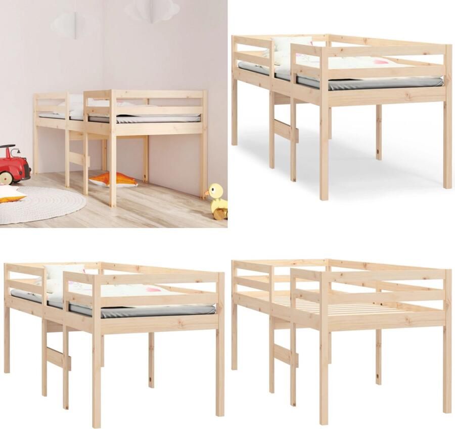 VidaXL Hoogslaper massief grenenhout 90x190 cm Hoogslaper Hoogslapers Bed Hoogbed