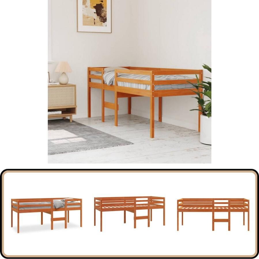 VidaXL Hoogslaper massief grenenhout wasbruin 75x190 cm