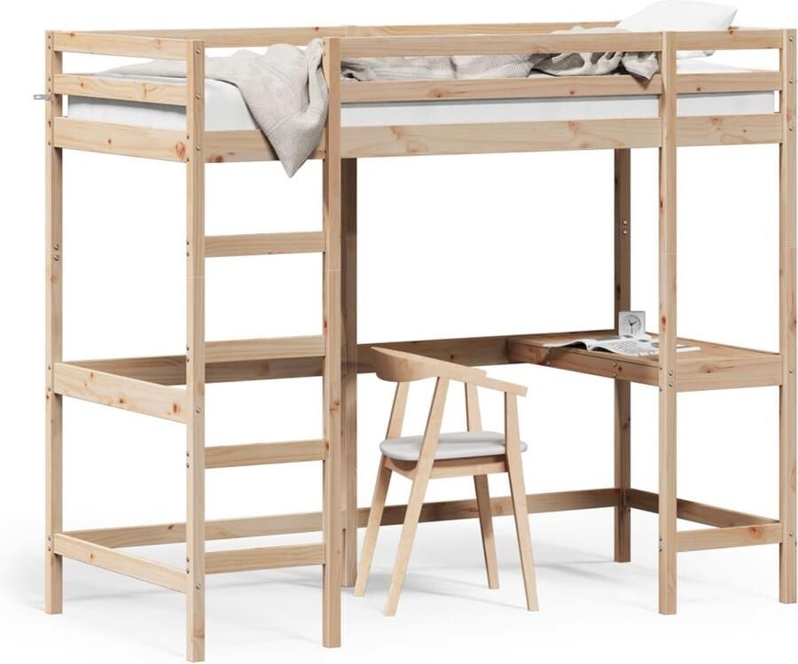 Vida XL Hoogslaper met bureau massief grenenhout 90x190 cm SKU: V842858 - Foto 3