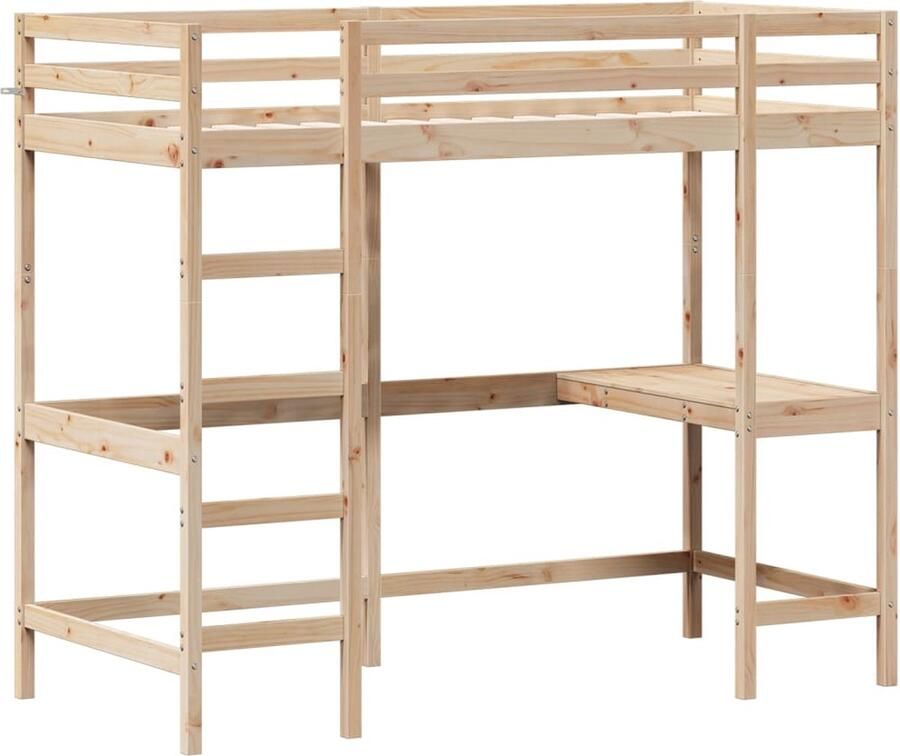 Vida XL Hoogslaper met bureau massief grenenhout 90x200 cm SKU: V842850 - Foto 3
