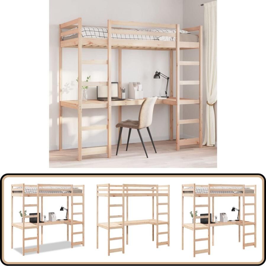 VidaXL Hoogslaper zonder matras massief grenenhout 80x200 cm