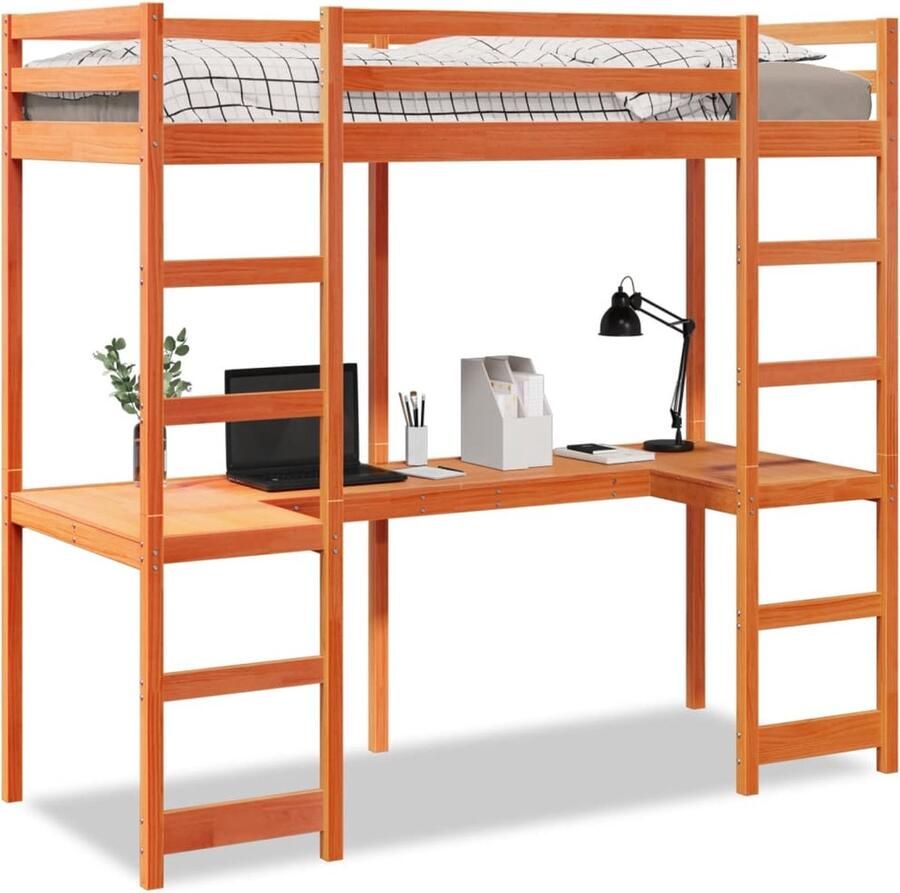 VidaXL Hoogslaper zonder matras massief grenenhout wasbruin 80x200 cm