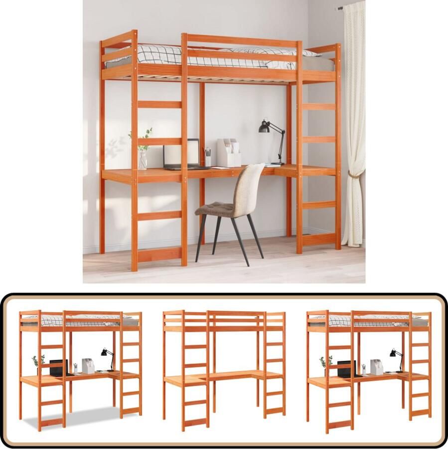 VidaXL Hoogslaper zonder matras massief grenenhout wasbruin 80x200 cm