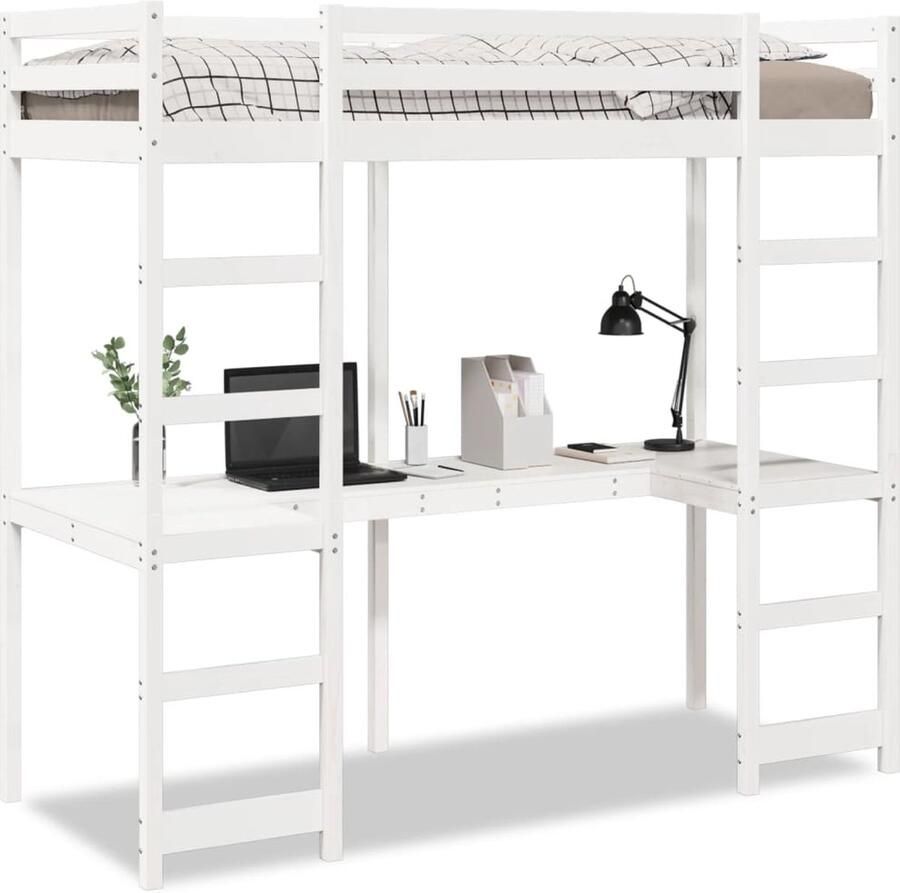 VidaXL Hoogslaper zonder matras massief grenenhout wit 90x190 cm