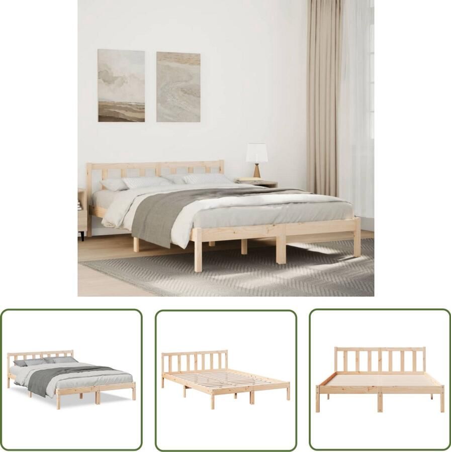 VidaXL Bedframe extra lang zonder matras massief grenenhout 140x220 cm Bed Frame Hout Bed Grenenhout Bed King Size Bed Tweepersoonsbed