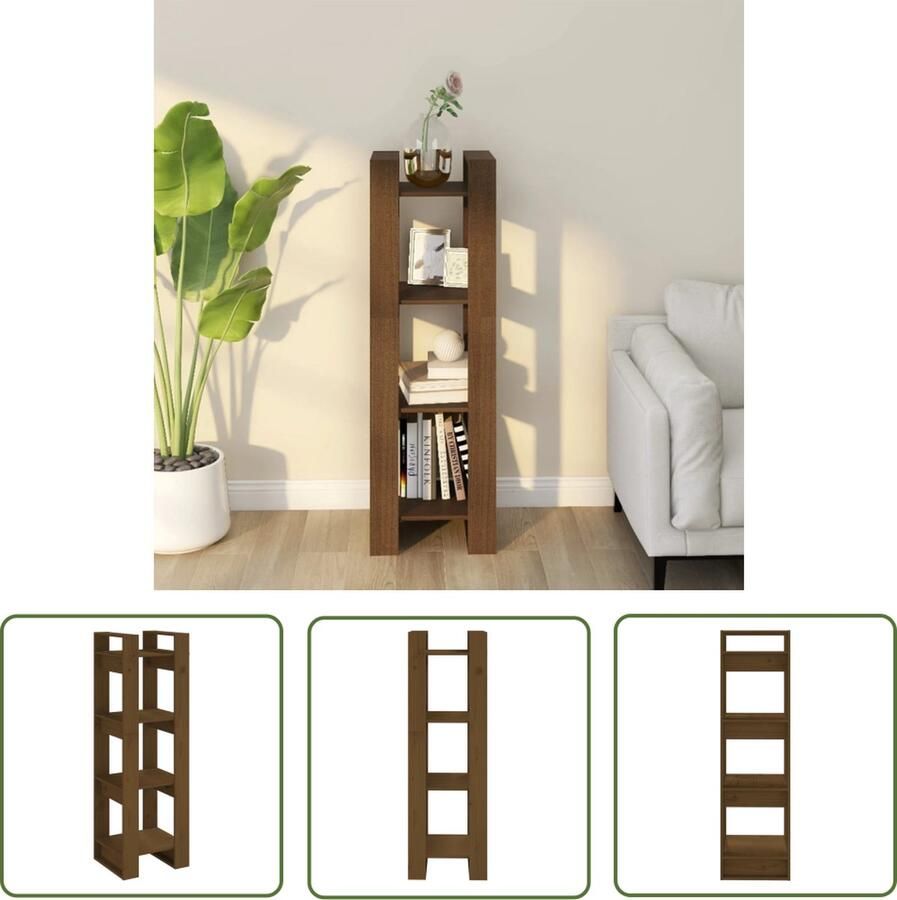 The Living Store Boekenkast kamerscherm 41x35x125 cm massief hout honingbruin Boekenkast Hout Rustic Vintage Grenoblenhout - Foto 2