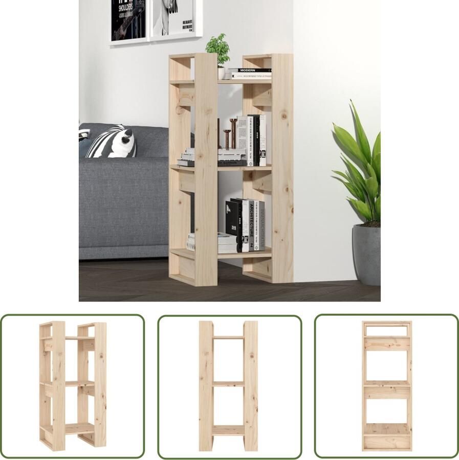 The Living Store Boekenkast kamerscherm 41x35x91 cm massief grenenhout Boekenkast Hout Grenenhout Bruine Boekenkast Vintage Boekenkast - Foto 2