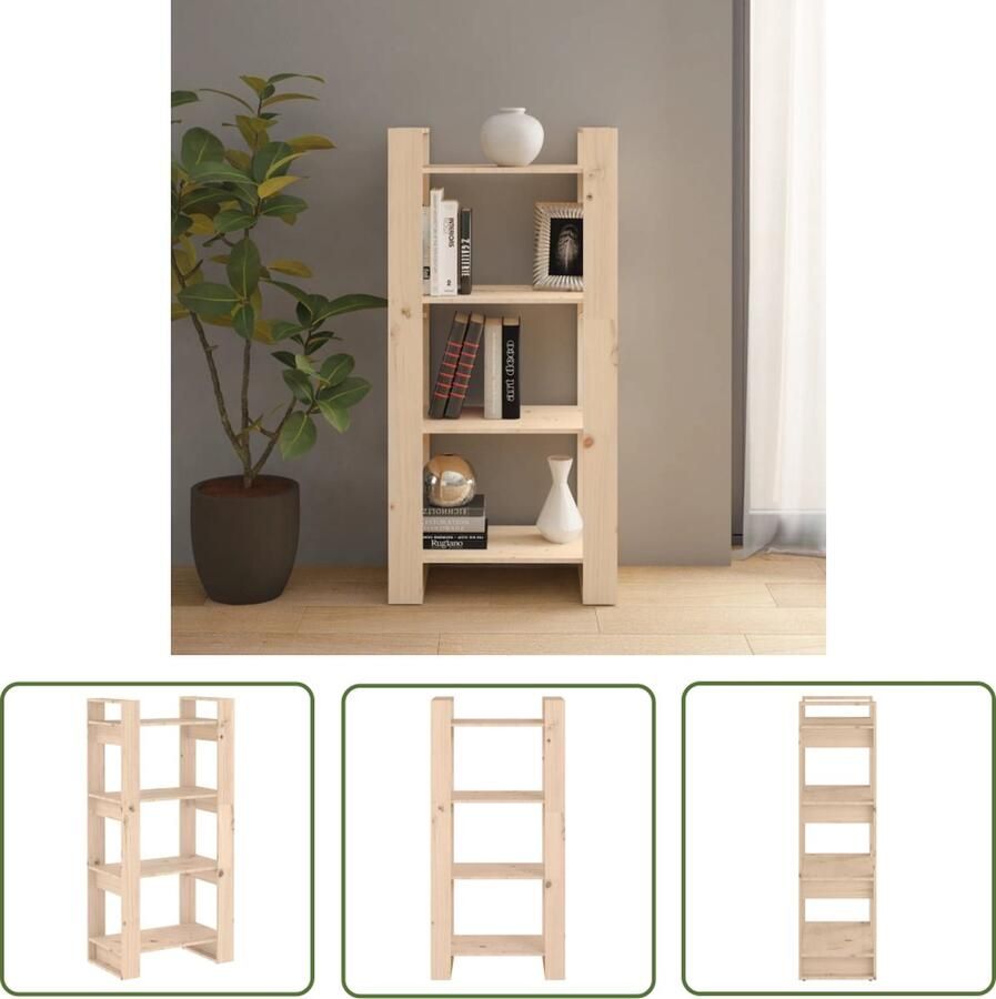 The Living Store Boekenkast Solid Pine 60 x 35 x 125 cm veelzijdige opbergruimte Boekenkast Hout Bruine Boekenkast Vintage Boekenkast Kamer Scheidingswand - Foto 2