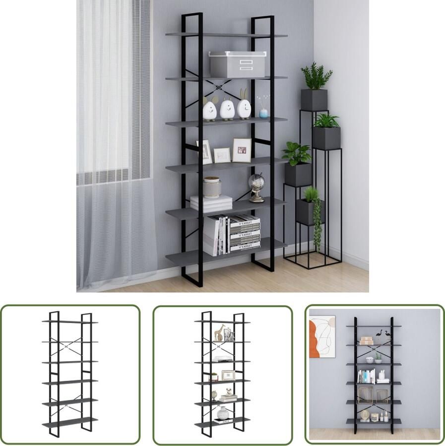 The Living Store IndustriÃle Kast 100 x 30 x 210 cm Massief Grenenhout en Metaal Grijs Industriële Kast Hout Kast Grenoble Kast Hoge Kast Opbergkast - Foto 2