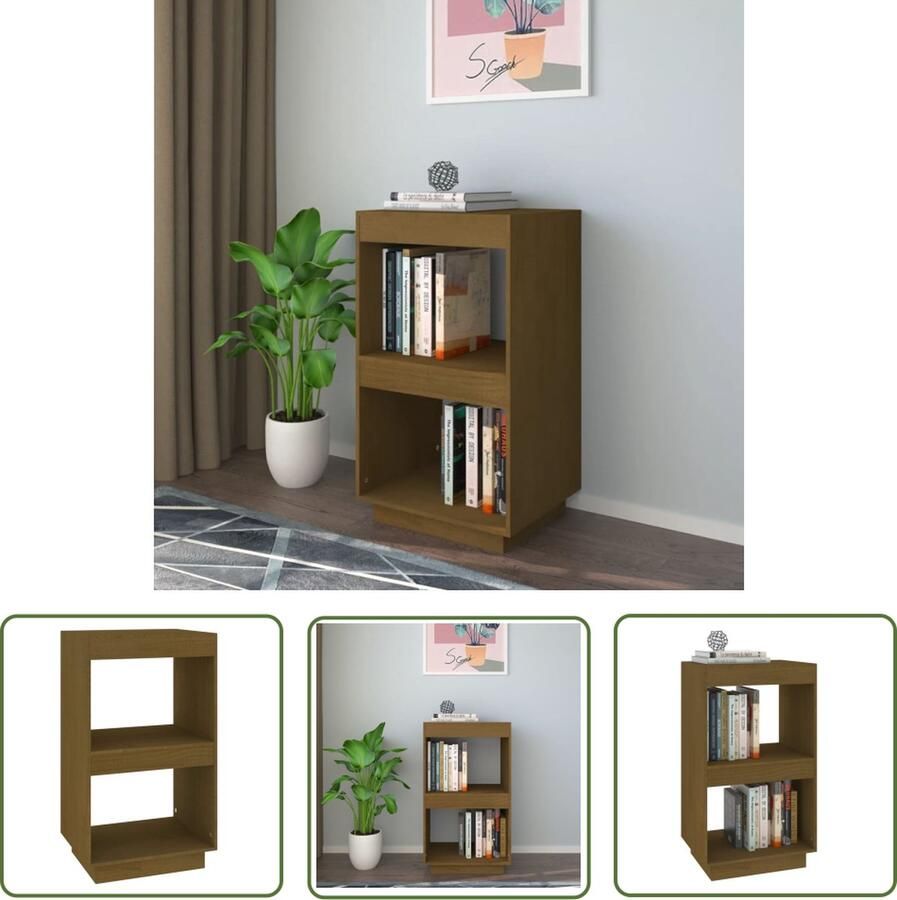 The Living Store Boekenkast Massief Grenenhout 40 x 35 x 71 cm Honingbruin Boekenkast Hout Meubel Bibliotheek Grenoblehouten Boekenkast Bruine Boekenkast - Foto 2