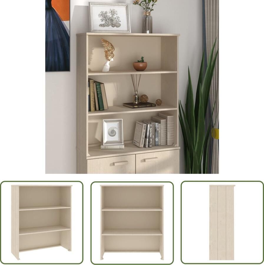 The Living Store Opzetkast HAMAR 85x35x100 cm massief grenenhout honingbruin Houten Opzetkast Opbergkast Kamerdecoratie Salontafel Livingroom Furniture