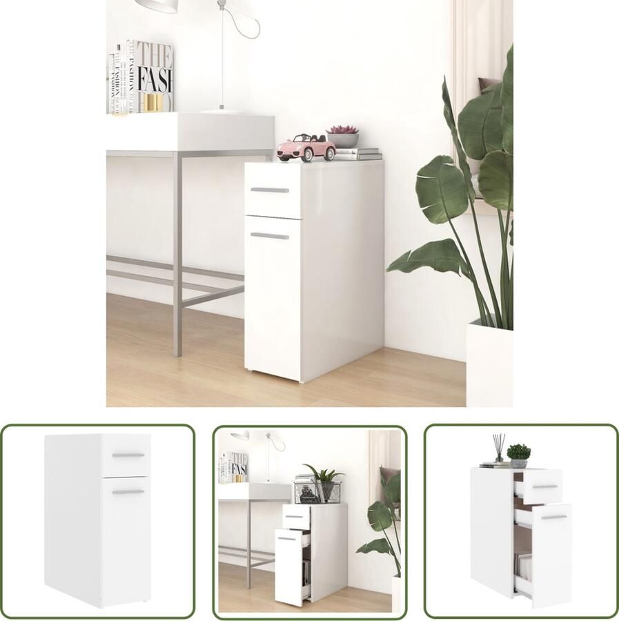 The Living Store Apothekerskast 20x45 5x60 cm bewerkt hout wit Witte Apothekerskast Houten Apothekerskast Opbergkast Keuken Badkamerkast Kleine Opbergkast - Foto 2