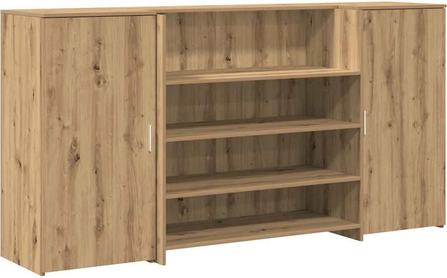 VidaXL Receptiebalie 200x50x103 5cm bewerkt hout artisanaal eikenkleur Receptiebalie Houten Bureau Kantoormodule Multifunctioneel Meubilair Opslagoplossing - Foto 2