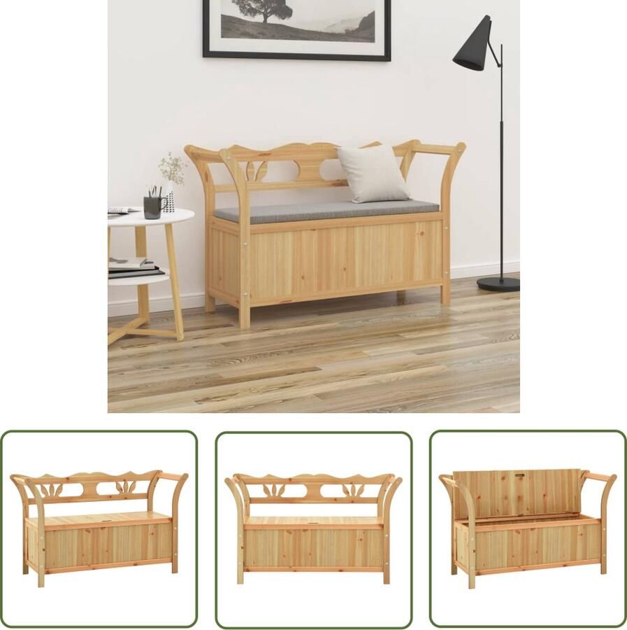 The Living Store Massief vurenhouten Bank Opbergruimte Rug- en armleuningen 107x45x75.5 cm Draagvermogen 110 kg - Foto 2