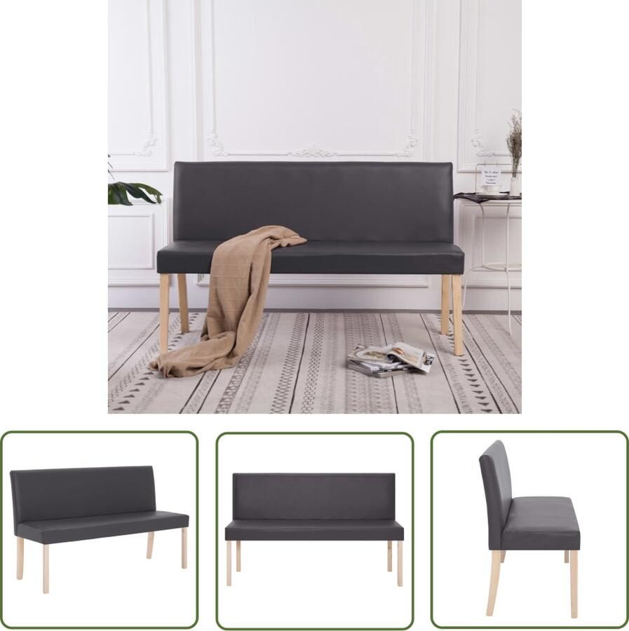 The Living Store bankjes Grijs en naturel Massief grenenhouten frame 139.5 x 54 x 85.5 cm Klassieke uitstraling Klassieke Bank Houten Bank Grijs Bank Bankje Stoffen Bank - Foto 2