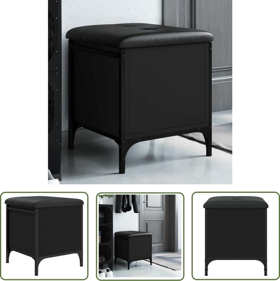 VidaXL Opbergbank 42x42x45 cm bewerkt hout zwart Opbergbank Houten Bank Zithoek Kast Met Zitting Decoratieve Bank