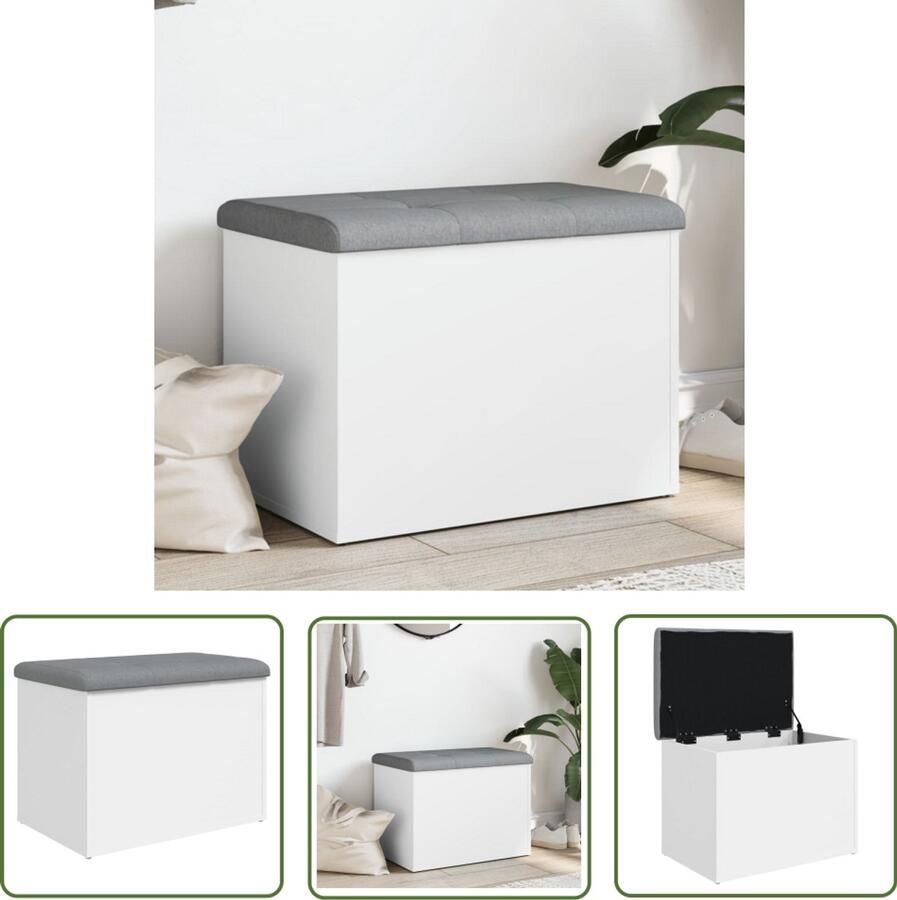 VidaXL Opbergbankje 62x42x45 cm bewerkt hout wit Opbergbank Houten Bank Wit Bank Bankstel Salontafel