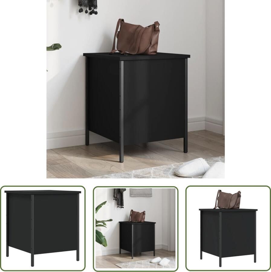 The Living Store Opbergbankje 40x42 5x50 cm bewerkt hout zwart Opbergbank Zwarte Bank Houten Bank Stoere Bank Multifunctionele Bank