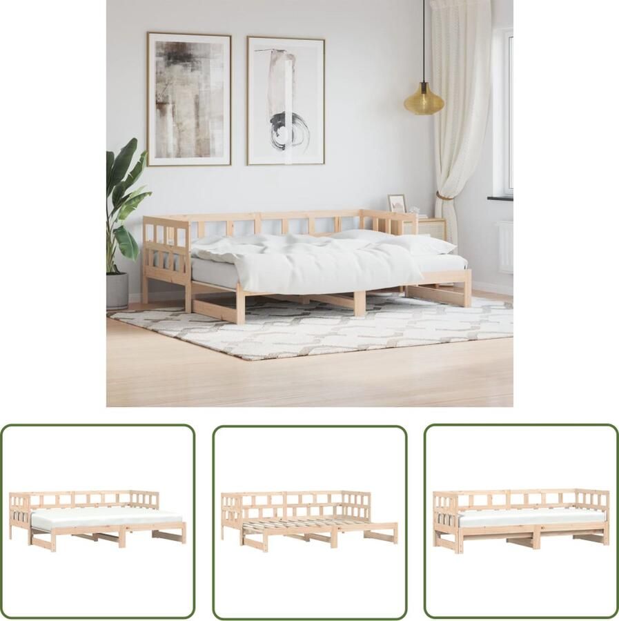 The Living Store Slaapbank Grenenhout 2-in-1 203.5 x 86 x 68.5 cm Massief grenenhout maakt het duurzaam Veelzijdige slaapbank Extra opbergruimte Bedframe zonder matras Geschikt voor 80 x 200 cm matras Montage vereist