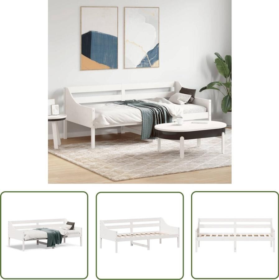 VidaXL Slaapbank zonder matras 75x190 cm massief grenenhout wit Slaapbank Houten Bank Grenenhout Bank Slaapbanken Compact Design