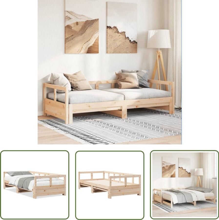 VidaXL Slaapbank zonder matras 90x190 cm massief grenenhout Slaapbank Houten Bank Bankslaapzaak Tweepersoonsbanken Stapelbaar Bed