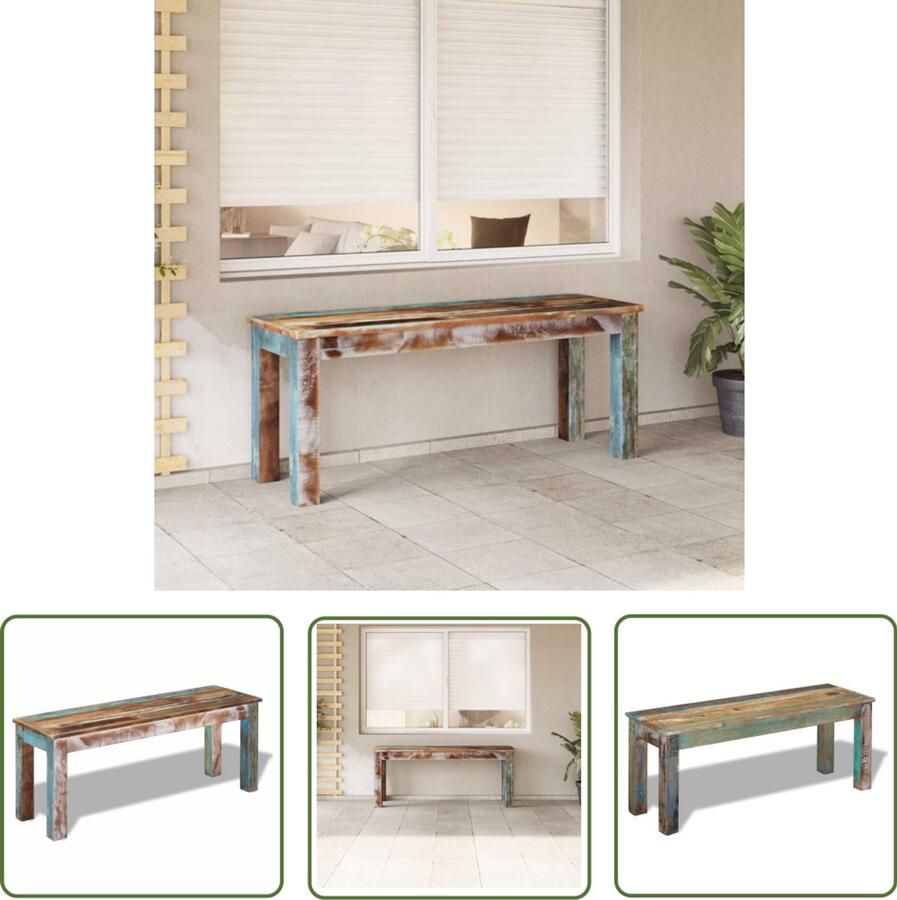 The Living Store Bankje 110x35x45 cm massief gerecycled hout Vintage Bank Houten Bank Handgemaakte Bank Recyceld Hout Meubilair Industriële Bank