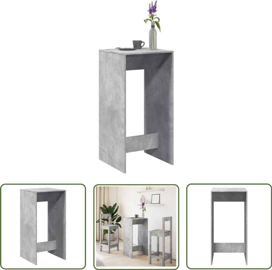 VidaXL Bartafel 51x50x103 5 cm bewerkt hout betongrijs Bartafel Houten Bartafel Beton Grijze Bartafel Hoog Tafellamp Salontafel