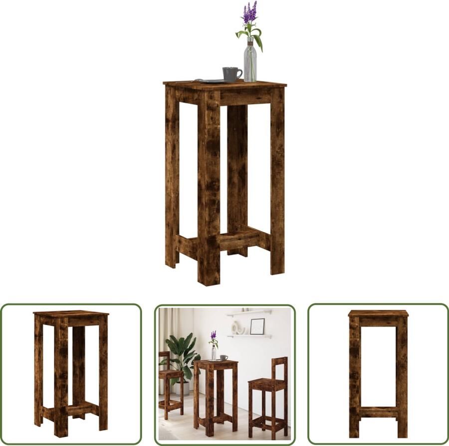 VidaXL Bartafel 51x50x103 5 cm bewerkt hout gerookt eikenkleur Bartafel Houten Bartafel Cafetafel Bistrotafel Salontafel