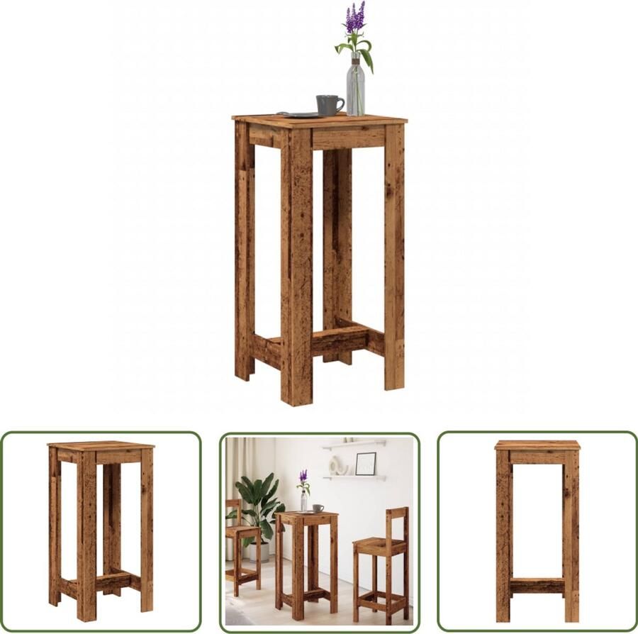 VidaXL Houten Bartafel 51x50x103 5 cm bewerkt hout oud houtkleurig Bistrotafel Cafetafel Vintage Bartafel