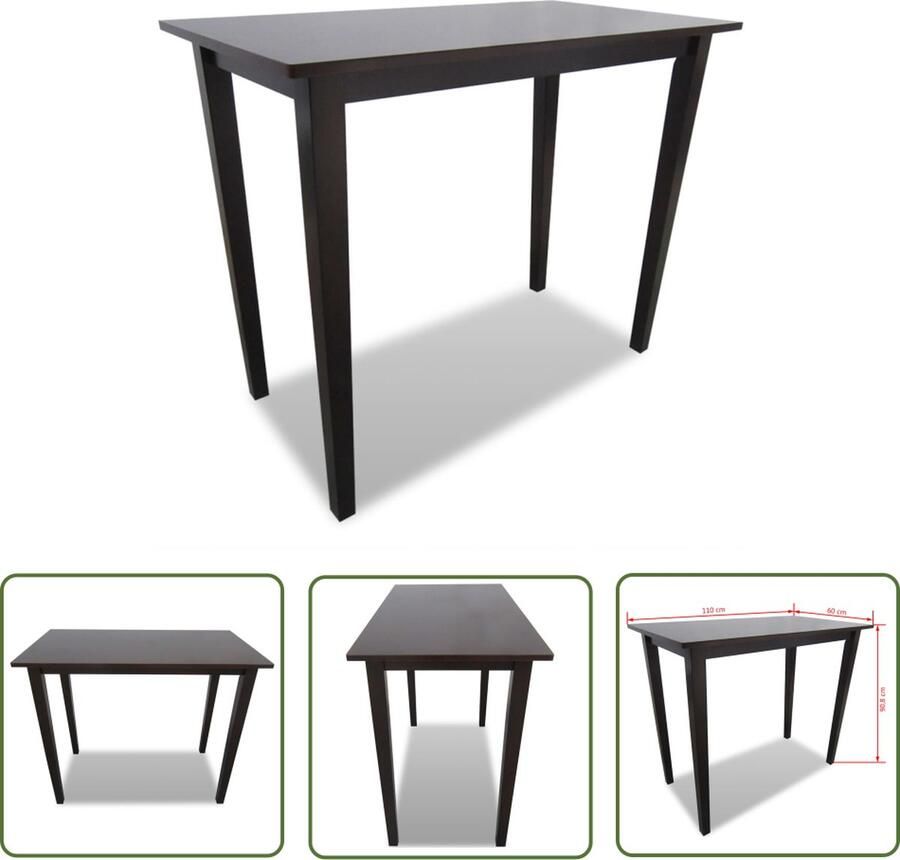 The Living Store Bartafel Houtfineer 110 x 60 x 90.8 cm Bruin Bartafel Houten Bartafel Salontafel Kookeiland Tafeltje Ontbijtbar - Foto 2