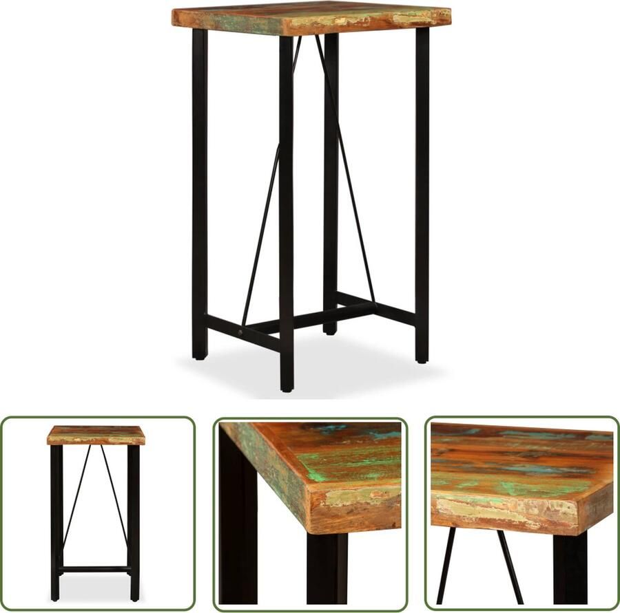 The Living Store IndustriÃle Houten Bartafel 60 x 60 x 107 cm Unieke uitstraling en duurzaamheid Industriele Bartafel Houten Bartafel Vintage Bartafel Bruine Bartafel Industrieel - Foto 2