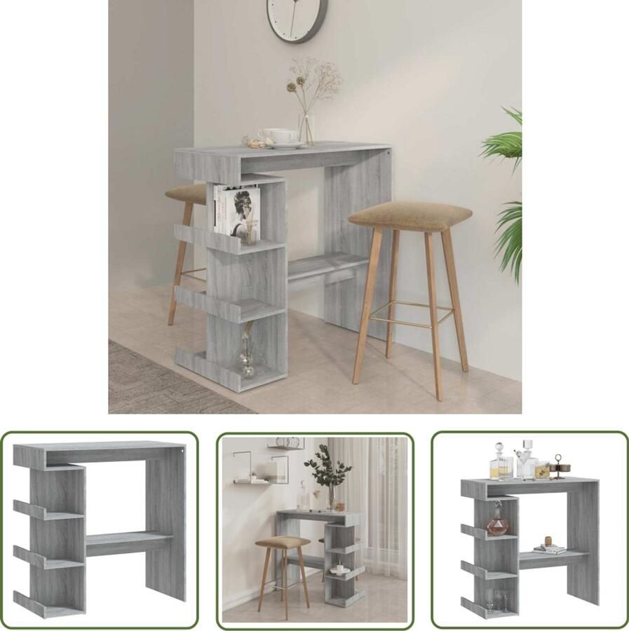 The Living Store Bartafel Grijs Sonoma Eiken 100 x 50 x 101.5 cm Duurzaam en Stabiel Bartafel Houten Bartafel Grijs Bartafel Salontafel Bistrotafel - Foto 2