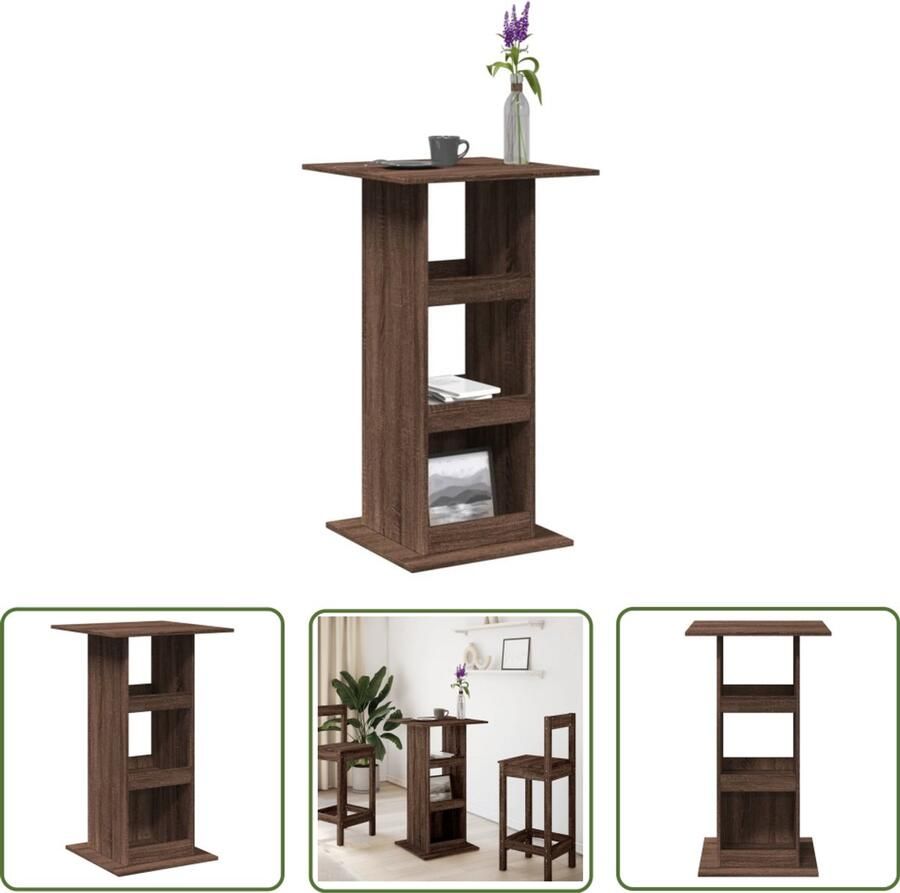 VidaXL Bartafel met opbergruimte 60x60x102 cm hout bruin eikenkleur Bartafel Houten Bartafel Eikenbruine Bartafel Opbergbartafel Salontafel
