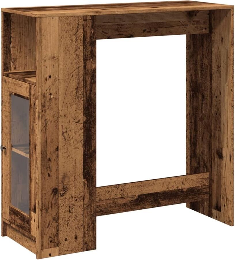The Living Store Bartafel met rekken 101x40x103 5 cm bewerkt hout oud houtkleur Bartafel Houten Bartafel Keukenbar Lounge Bar Opslagkast