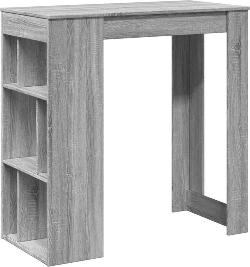 The Living Store Bartafel met rekken 102x50x103 5 cm bewerkt hout grijs sonoma Bartafel Houten Bartafel Keuken Eiland Loungehoek Ontbijtbar